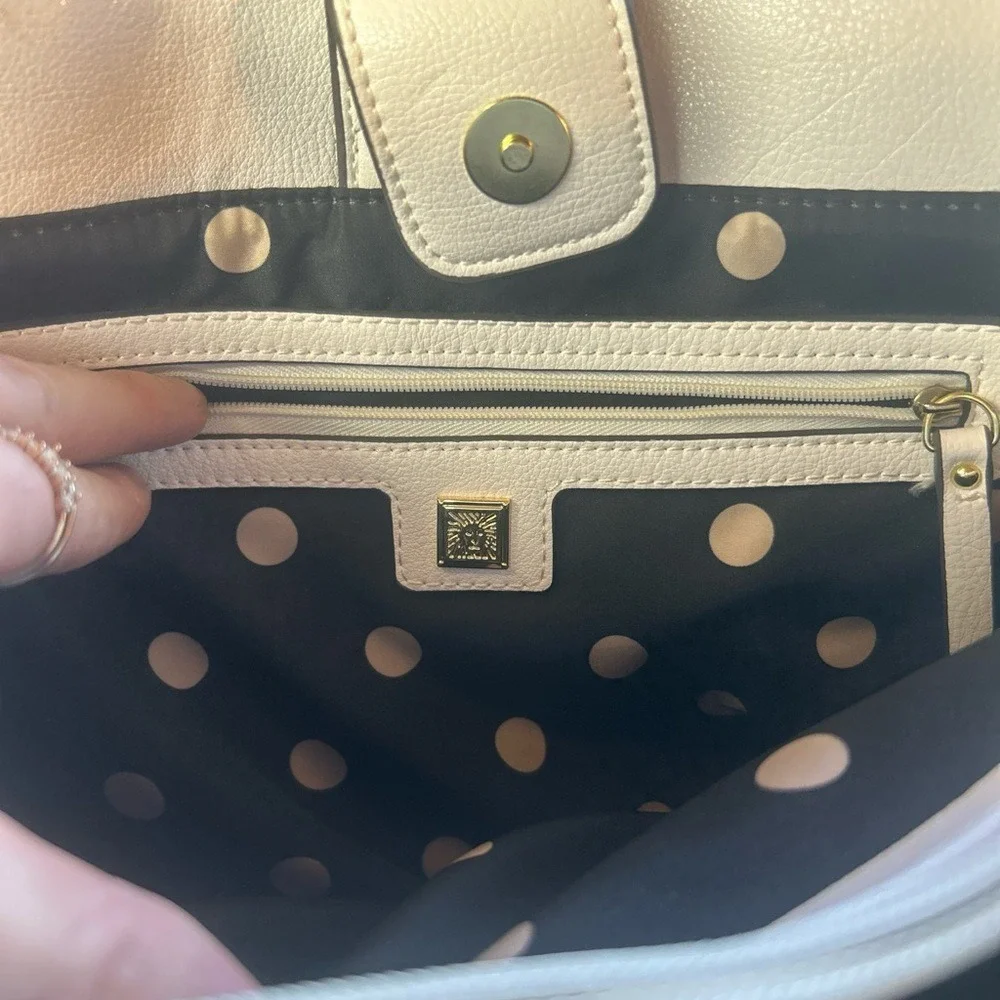 Anne Klein Woven Gold and Cream Tote‎ Bag